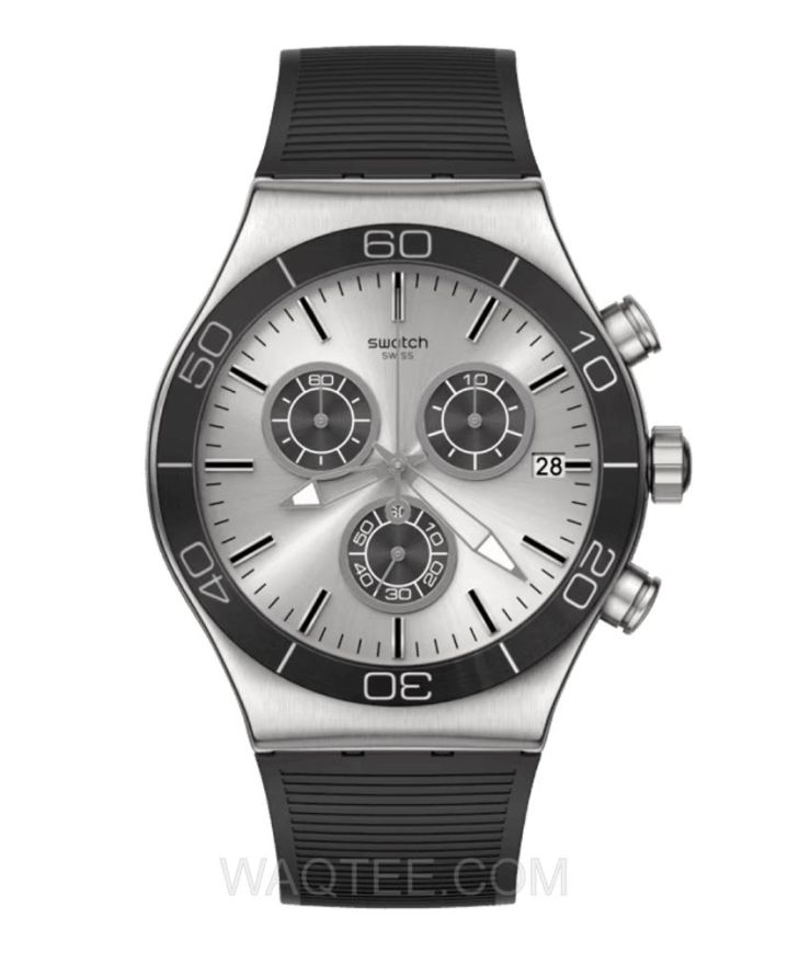 ساعة يد ( Great Outdoor ) بأسوار مطاطي اسود وميناء فضي رجالية