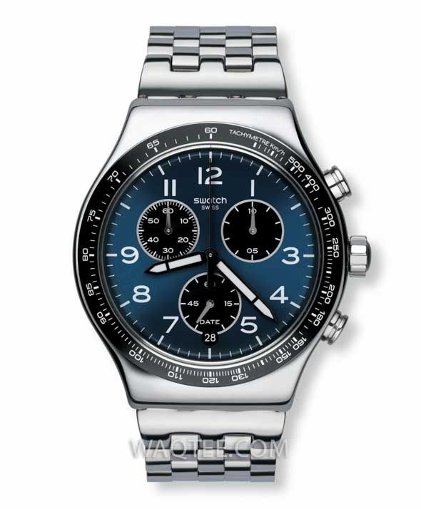 Swatch BOXENGASSE Chrono Silver St.Steel Dark Blue Dial For Men 