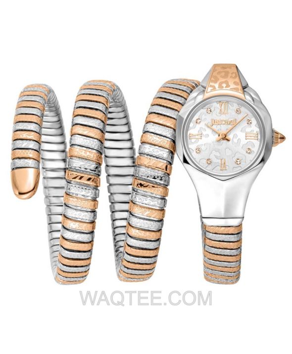 Just Cavalli Reptilia Snake Silver & Rosegold St. Steel Silver Dial For Women