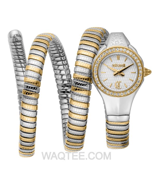 Just Cavalli Vita Snake Silver & Golden St. Steel Silver Dial For Women