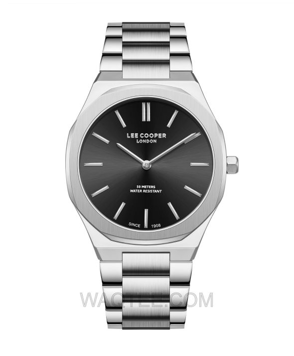 Lee Cooper Rhodes Silver St. Steel Black Dial For Men LC08275.350