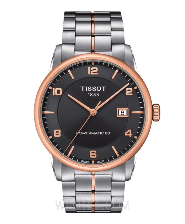 Tissot Powermatic 80 Silver & Rosegold St.Steel Dark Black Dial For Men